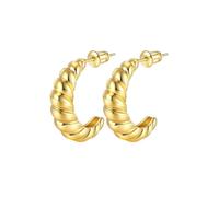 FDEETY Gedrehte Creolen Ohrringe Halbkreis Schmuck Damen Elegant Klassisch Stilvoll Hochwertig Zeitlos (Gold)