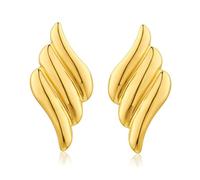 FDEETY Geometrische Flügel Ohrringe 18k Gold Edelstahl Schmuck Statement Ohrstecker Hypoallergen Damen Accessoires