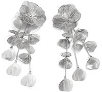 FDEETY Hypoallergene Lange Ohrringe Hängend - Ginkgo Biloba Mit Quaste Modeschmuckstücke Gold Creolen (Silber)