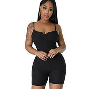 FDEETY Jumpsuit Damen Kurz Einteiler One Piece Bodysuit Sexy Stretch Tank Top Sommer Yoga Kurz Ärmellos Workout Sport Romper Outfits M