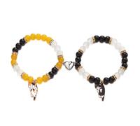 FDEETY Katzen Anhänger Perlenarmband Elastisches Armband Damen Schmuck Naturstein Armreif Strass Verzierung Handgemacht