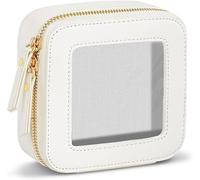 FDEETY Kleine Einseitig Transparent Kosmetiktasche Mini Make Up Tasche Damen Reise PU-Leder wasserdichte Kulturbeutel Aufbewahrungstasche Reisetasche Organizer mit Reißverschluss Blanc