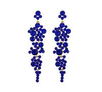 FDEETY Kronleuchter Tropfen Ohrringe Gold Rhinestone Legierungs Bolzen Ohrringe für Frauen Hypoallergene Lange Ohrstecker mit Cubic Zirkonia Hochzeit Braut Party Ohrschnuck(Blau)