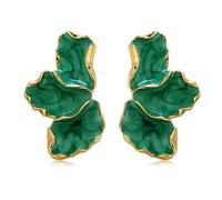 FDEETY Maple Leaf Flower Ohrringe - Bunte Blütenblatt-Ohrstecker, Übertriebene Unregelmäßige Blumen-Schmuck für Frauen Und Mädchen in Grün