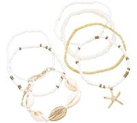 FDEETY Maritimes Armband Set Muschel Seestern Anhänger Perlenarmband Strandschmuck Sommerarmband Mehrschichtiges Armkettchen Jungs Schmuck