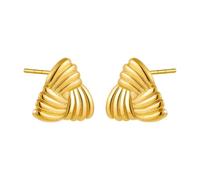 FDEETY Muschelform Ohrringe 18k Gold Strukturierte Tropfen Ohrstecker Wellendesign Schmuck Damenohrringe