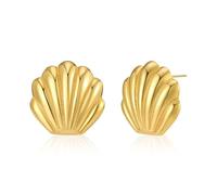 FDEETY Muschelform Ohrringe 18k Gold Strukturierte Tropfen Ohrstecker Wellendesign Schmuck Damenohrringe