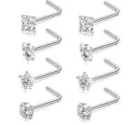 FDEETY Nasenpiercing Set Stern Quadrat Herz Rund Kristall Nasenstecker Lform Stab Körperschmuck Nasering