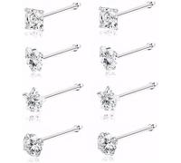 FDEETY Nasenpiercing Set Stern Quadrat Herz Rund Kristall Nasenstecker Lform Stab Körperschmuck Nasering