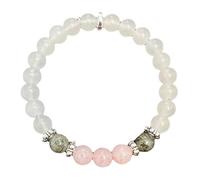 FDEETY Natürliche Edelstein Armband 20cm Damen Schmuck Set Mit 0.8cm Perlen Handgefertigt Elastisch Frauen Armband Aus Rosenquarz Und Labradorit Perlen Für Elegante Outfits Und Tägliche Nutzung