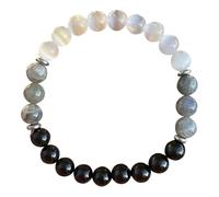 FDEETY Natürliches Edelstein Armband Katzenauge Obsidian Mondstein Perlen 8mm Kugelform Handgefertigter Schmuck Einstellbare Größe Unisex Accessoire