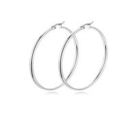 FDEETY Ohrringe Creolen Ohrringe Silber 925 Ohrringe Damen Ohrhänger Gold Ohrringe Groß Ohrringe Frauen Silver Earrings Ohrringe Für Mädchen Ohrringe Gold Hängend(Silber/60mm)