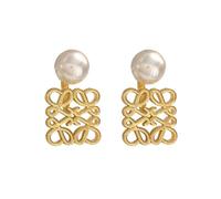 FDEETY Ohrringe Damen 18K Gold Geometrische Perlenohrstecker mit Ausschnitt lange Ohrringe Hängend Hypoallergen Geeignet für Alltags und Partykleidung(Gold)