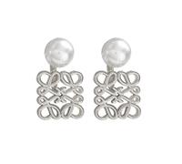 FDEETY Ohrringe Damen 18K Gold Geometrische Perlenohrstecker mit Ausschnitt lange Ohrringe Hängend Hypoallergen Geeignet für Alltags und Partykleidung(Silber)