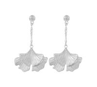 FDEETY Ohrringe Damen Ginkgo Biloba Lange Hängend Quasten Ohrringe Elegante Tropfen Statement Vintage Ohrstecker Schmuck Zubehör für Frauen Mädchen (Silber)