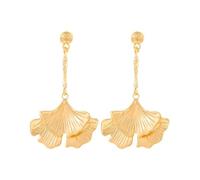FDEETY Ohrringe Damen Ginkgo Biloba Lange Hängend Quasten Ohrringe Elegante Tropfen Statement Vintage Ohrstecker Schmuck Zubehör für Frauen Mädchen (Gold)