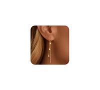 FDEETY Ohrringe für Damen 14K Messing Elegante Lange Quasten Modische mit Ketten Ohrstecker ideal Partys Hochzeiten und Besondere Anlässe(Golden)