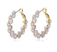 FDEETY Ohrringe Gold Creolen Silber 925 Swarovski Ohrringe für Damen Elegantes Design für besondere Anlässe(Gold)