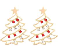 FDEETY Ohrringe Gold Weihnachtsbaum Design Festliche Creolen Silber 925 Ohrstecker für Damen Schmuck für Weihnachten(Weiß)