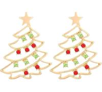 FDEETY Ohrringe Gold Weihnachtsbaum Design Festliche Creolen Silber 925 Ohrstecker für Damen Schmuck für Weihnachten(Grün)