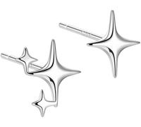 FDEETY Sternform Ohrstecker Vierpunkt Stern Ohrringe Schmuck Damenohrringe Glänzend Stecker Edelmetall Damen Accessoires Minimalistische Ohrstecker