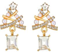 FDEETY Ohrringe Silber 925 Weihnachtsbaum Design Creolen mit Strasssteinen Schmuck für Frauen Festival Accessoires(SET B)