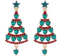 FDEETY Ohrringe Silber 925 Weihnachtsbaum Design Creolen mit Strasssteinen Schmuck für Frauen Festival Accessoires(SET A)