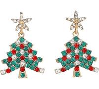 FDEETY Ohrringe Silber 925 Weihnachtsbaum Design Creolen mit Strasssteinen Schmuck für Frauen Festival Accessoires(SET D)