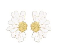 FDEETY Ohrringe Vintage Blumen Ohrstecker übertriebene übergroße Gänseblümchen Ohrringe Schmuck Geschenke für Frauen und Mädchen (Weiß)