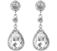 FDEETY Ohrringe Wassertropfen Teardrop Kristall für Damen Hypoallergen Hängende mit Tropfenschliff Edelsteine Zirkonia Ohrringe Lange Baumelnde Ohrstecker Hochzeit Partei Abschlussball(Weiß)