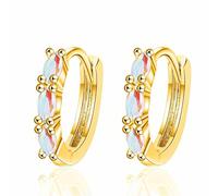 FDEETY Oval Opal Creolen Silber Ohrringe Damen Schmuck Edelstein Creolen Elegant Klassisch Ohrstecker