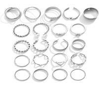 FDEETY Ringe Set Damen Schmuck Knöchelringe Midi Ringe Stapelbar Verstellbar Herz Schmetterling Perlen Unendlichkeit Verdrehte Ringe Schmuckset