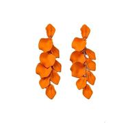 FDEETY Rosenblatt Ohrringe für Damen - Mehrstufige Acryl Blütenblatt Baumeln Ohrringe, Elegant Tropfen Statement Quaste Blumen (Orange)
