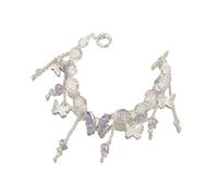 FDEETY Schmetterling Quaste Armband Kristall Perlen Armkette Silberkette Anhänger Schmuck Damenarmband Glitzer Tropfen