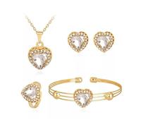 FDEETY Schmetterling Schmuckset Kristall Halskette Ohrringe Armband Ring Damen Hochzeitsschmuck Elegant Zirkonia Jubiläum Abschlussball