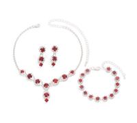 FDEETY Schmuckset Blumen Kristall Halskette Armband Ohrringe Schmuck Damen Hochzeit Brautschmuck Elegant Luxus Glänzend