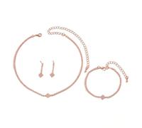FDEETY Schmuckset für Damen Elegante Strass Halskette Armband Ohrringe Kristall Brautschmuck Set Allergenfrei Hochzeitsschmuck Hochzeit Modeschmuck für Mädchen