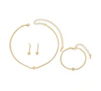 FDEETY Schmuckset für Damen Elegante Strass Halskette Armband Ohrringe Kristall Brautschmuck Set Hypoallergen Hochzeitsschmuck Hochzeit Modeschmuck für Mädchen