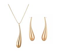 FDEETY Schmuckset Tropfenform Ohrringe Halskette Set Kombination Elegante Damenmode Accessoires Hochwertige Schmuckkollektion (Gold)