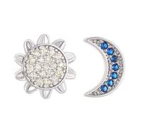 FDEETY Sonne Mond Ohrstecker Kristall Edelstahl Ohrringe Asymmetrisch Schmuck Damen Elegant Strahlend Funkelnde Stecker