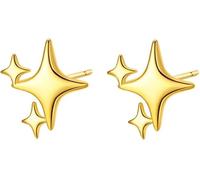 FDEETY Sternform Ohrstecker Vierpunkt Stern Ohrringe Schmuck Damenohrringe Glänzend Stecker Edelmetall Damen Accessoires Minimalistische Ohrstecker