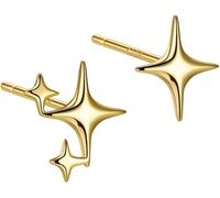 FDEETY Sternform Ohrstecker Vierpunkt Stern Ohrringe Schmuck Damenohrringe Glänzend Stecker Edelmetall Damen Accessoires Minimalistische Ohrstecker