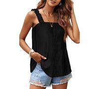 FDEETY Tank Top Damen Oberteile Sommer Ärmellos Blusentop Weste Shirt Vest Top Bluse Casual Lose Shirt (Schwarz/M)