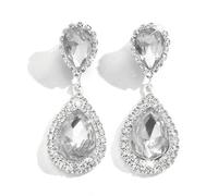 FDEETY Tropfenform Kristall Ohrringe Hängend Strass Ohrhänger Elegant Schmuck Damen Hochzeit Abendschmuck Luxus Accessoires