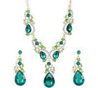 FDEETY Tropfenform Schmuckset Halskette Ohrringe Kristall Strass Schmuck Damenschmuck Elegant Luxuriös Glänzend