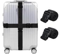 Fdeety Verstellbare Koffer Gepäckgurte Set 2 Stück - Robuste Und Langlebige Koffergurte Für 18 32 Zoll Koffer - Sicherer Halt Für Reisen - Schwarz(Black)