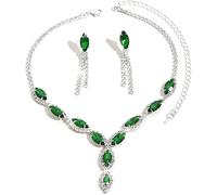 FDEETY Wassertropfen Schmuckset Halskette Ohrringe Kristall Strass Elegant Luxuriös Damen Schmuck Hochzeit Abend Party Jubiläum