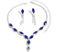 FDEETY Wassertropfen Schmuckset Halskette Ohrringe Kristall Strass Elegant Luxuriös Damen Schmuck Hochzeit Abend Party Jubiläum