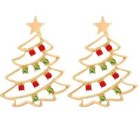 FDEETY Weihnachtliche Ohrringe Gold Weihnachten Schmuck Baum Design mit Kristallen für Damen - Festliche Accessoires für Winter und Feiertage