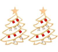 FDEETY Weihnachtliche Ohrringe Gold Weihnachten Schmuck Baum Design mit Kristallen für Damen - Festliche Accessoires für Winter und Feiertage